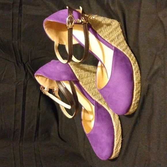 Unknown Shoes - Purple ankle strapped wedges